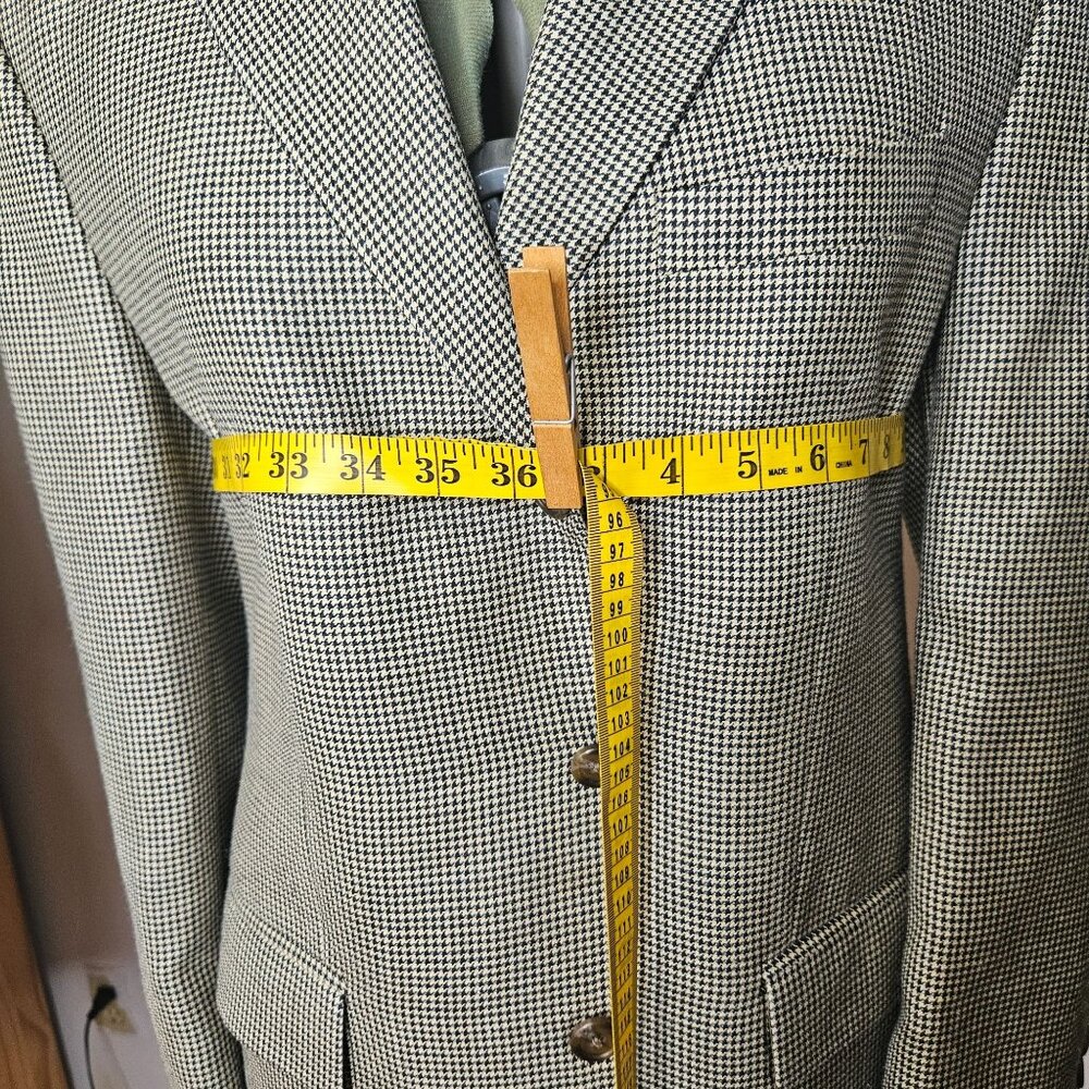 Lauren Ralph Lauren Mens Houndstooth Blazer 3-Button Wool Blend Size 42R Black & - Picture 16 of 16